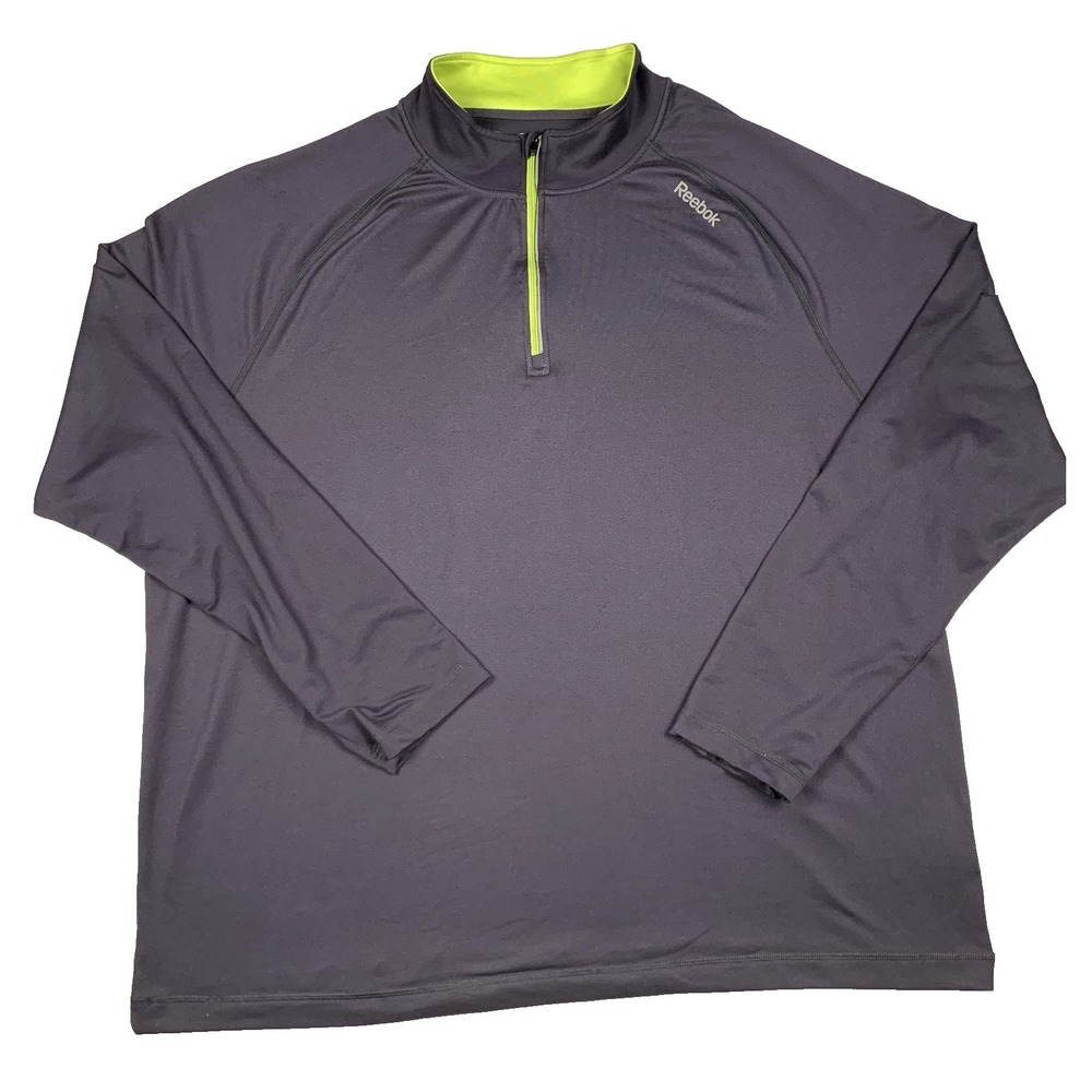 Reebok PlayDry 1/4 Zip Pullover Mens XXL Gray Running Training Athletic Top